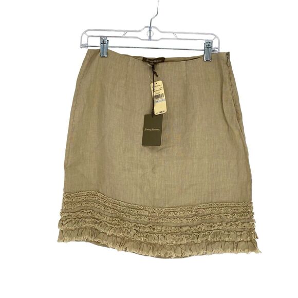 Relax Tommy Bahama Women's Linen Beige Lined Summer Knee Length Skirt Size 0 - Picture 8 of 10